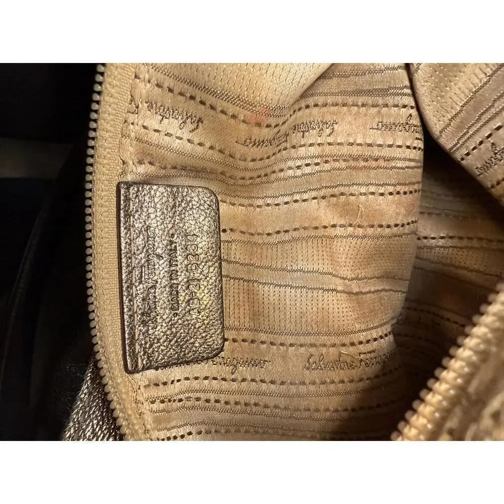 Salvatore Ferragamo Metallic Leather Gancini Tote
